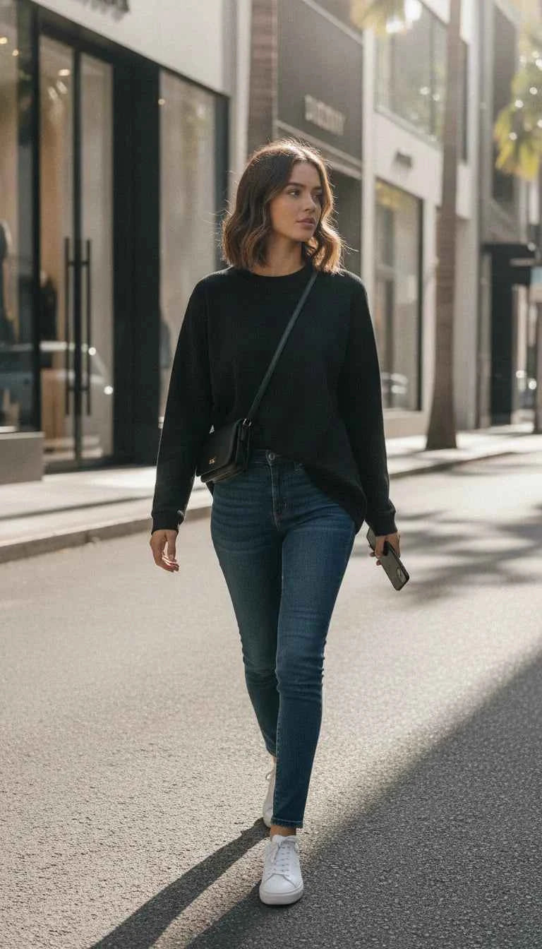 Black Waffle Knit Oversized Full-sleeve