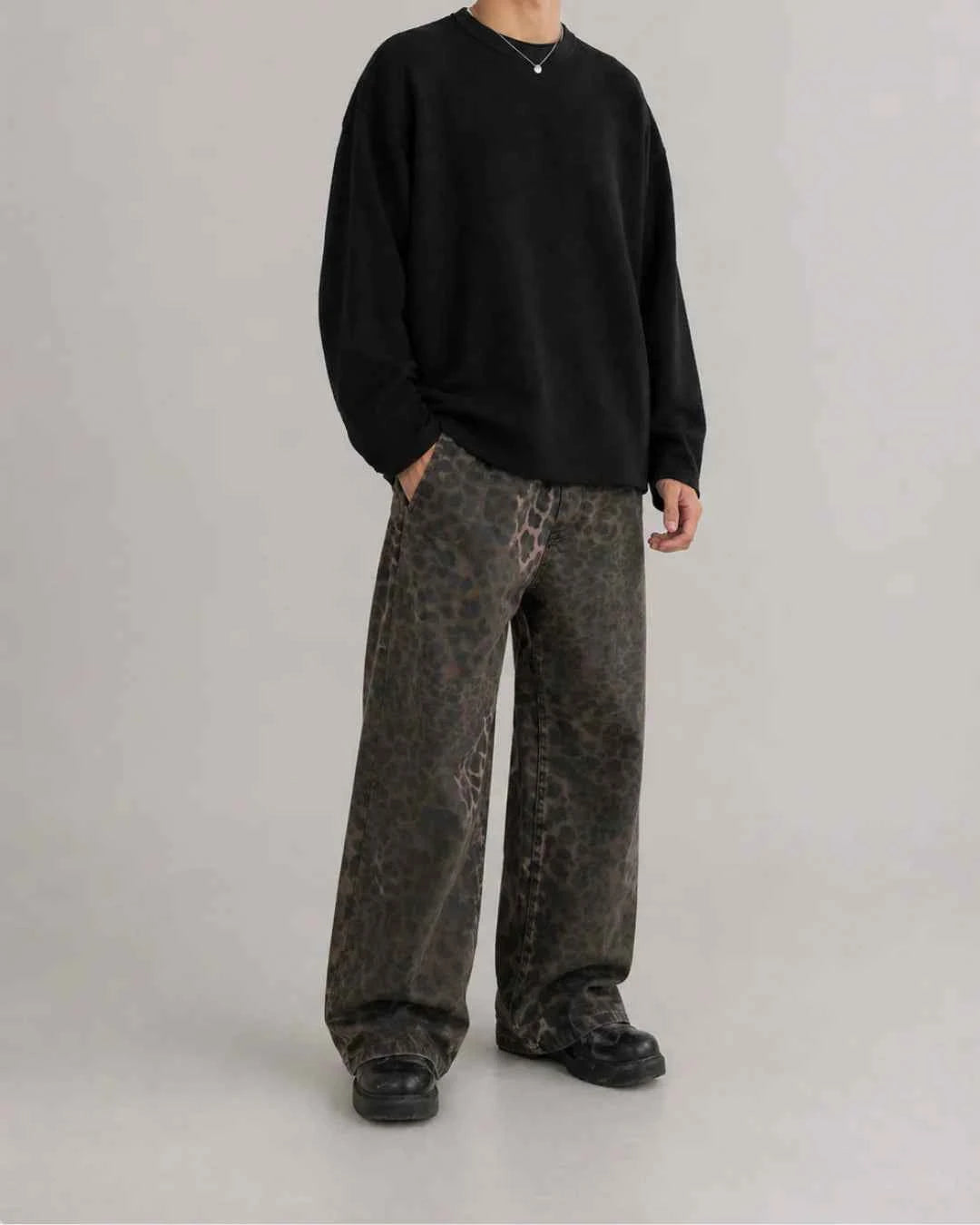 Black Waffle Knit Oversized Full-sleeve