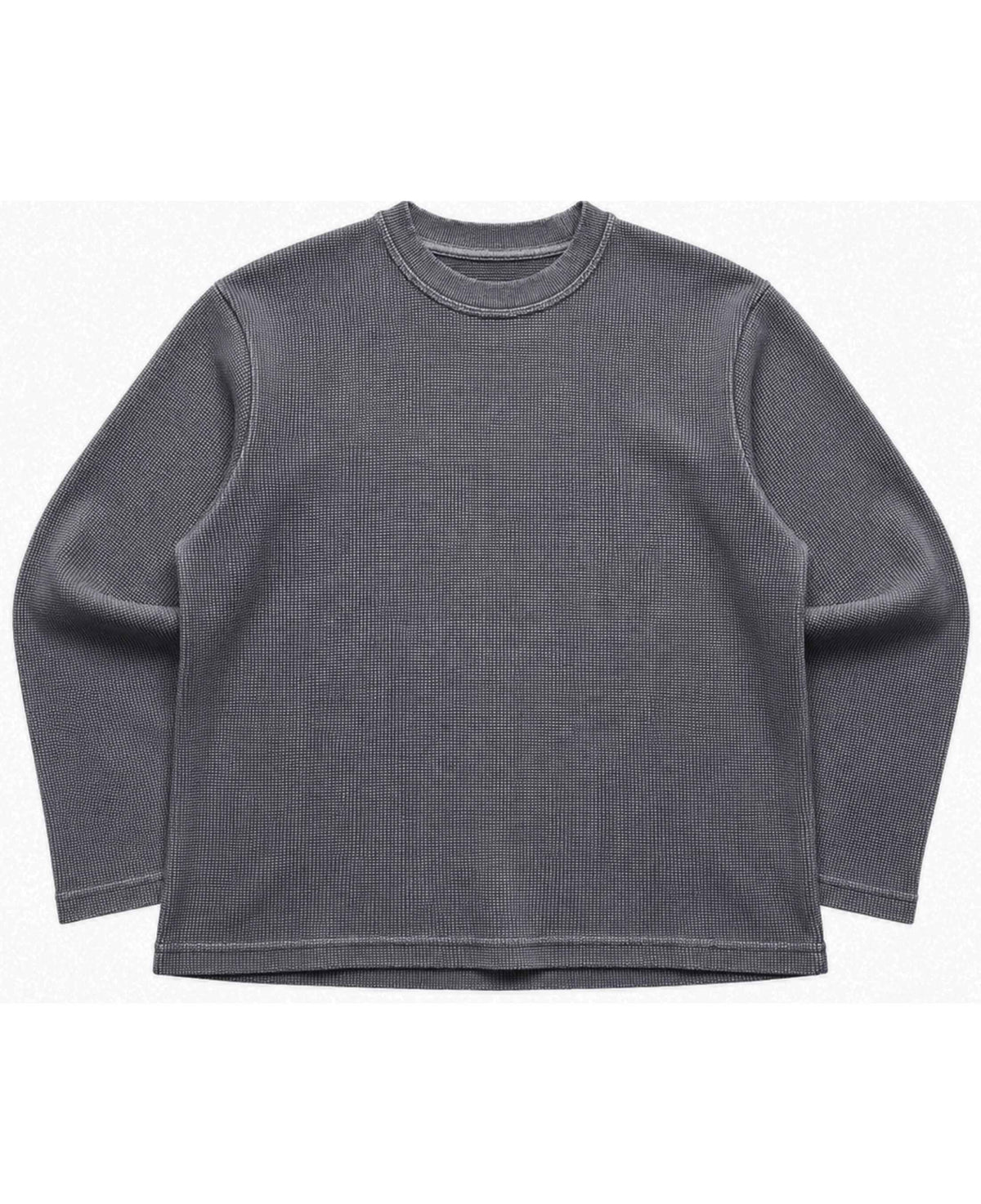 Acidwash Waffle Knit Oversized Full-Sleeve