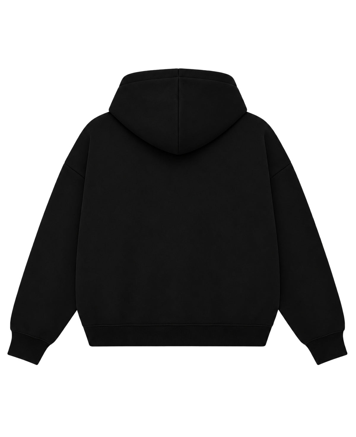 Black Boxy Double Zipped Hoodie Back Design