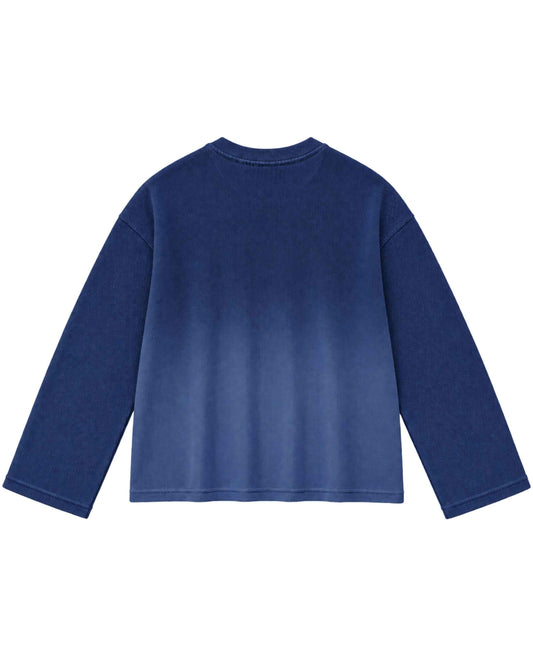 Blue Ombré Waffle Knit Oversized Full-sleeve
