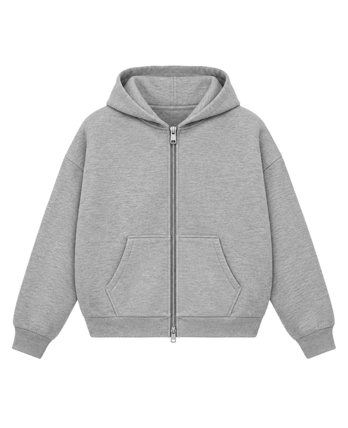 Grey Boxy Double Zipped Hoodie