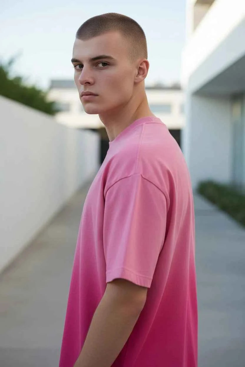 Pink Sunfade Ombré Wash Boxy Fit T-shirt