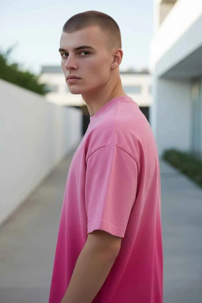 Pink Sunfade Ombré Wash Boxy Fit T-shirt