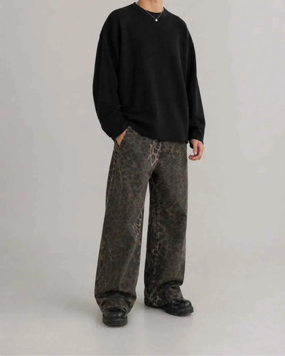 Black Waffle Knit Oversized Full-sleeve