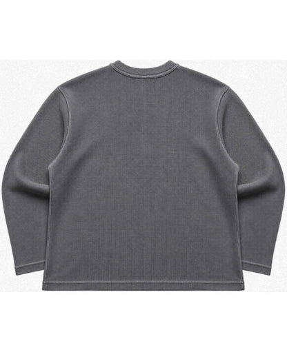 Acidwash Waffle Knit Oversized Full-Sleeve