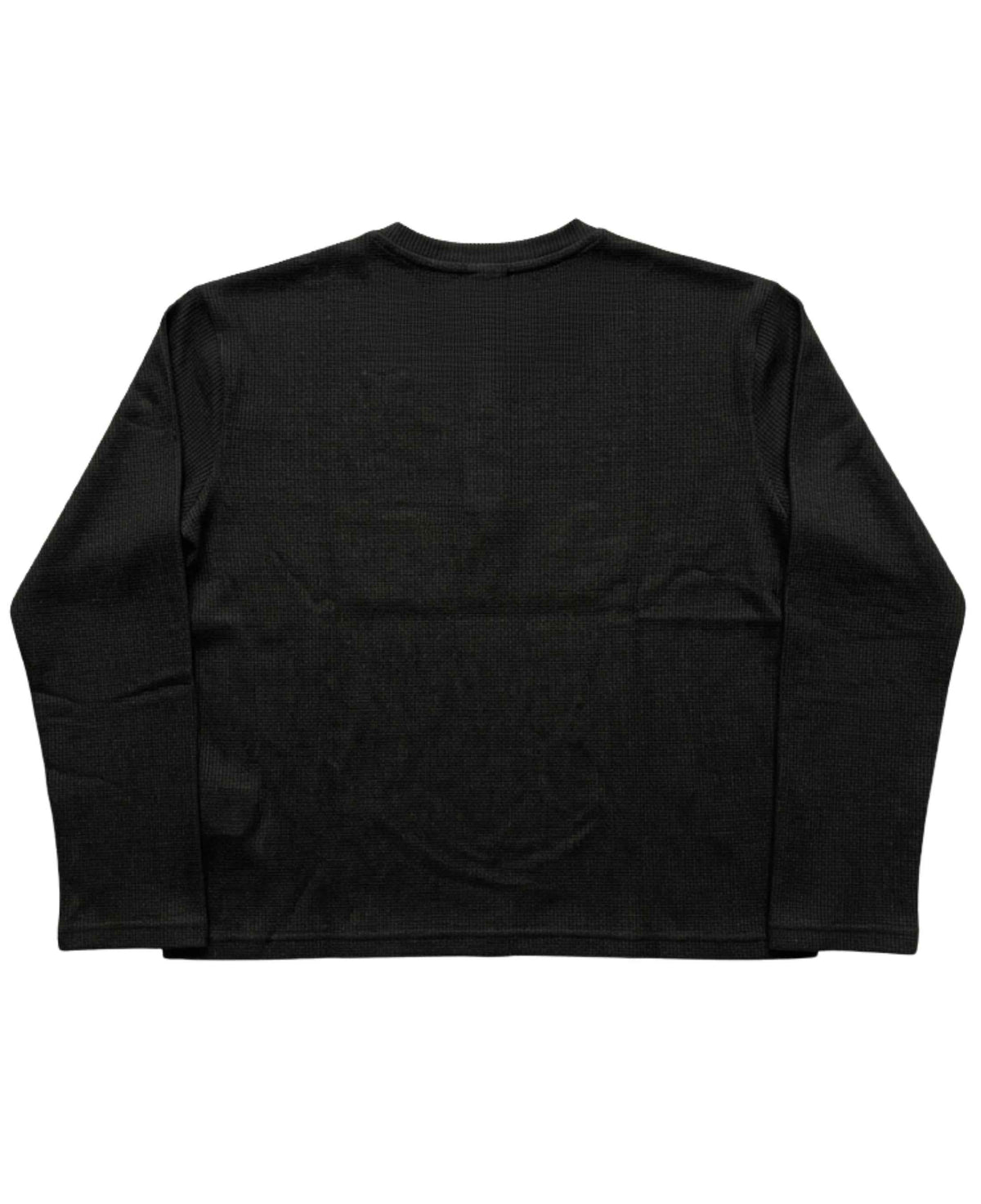 Black Henley waffle knit
