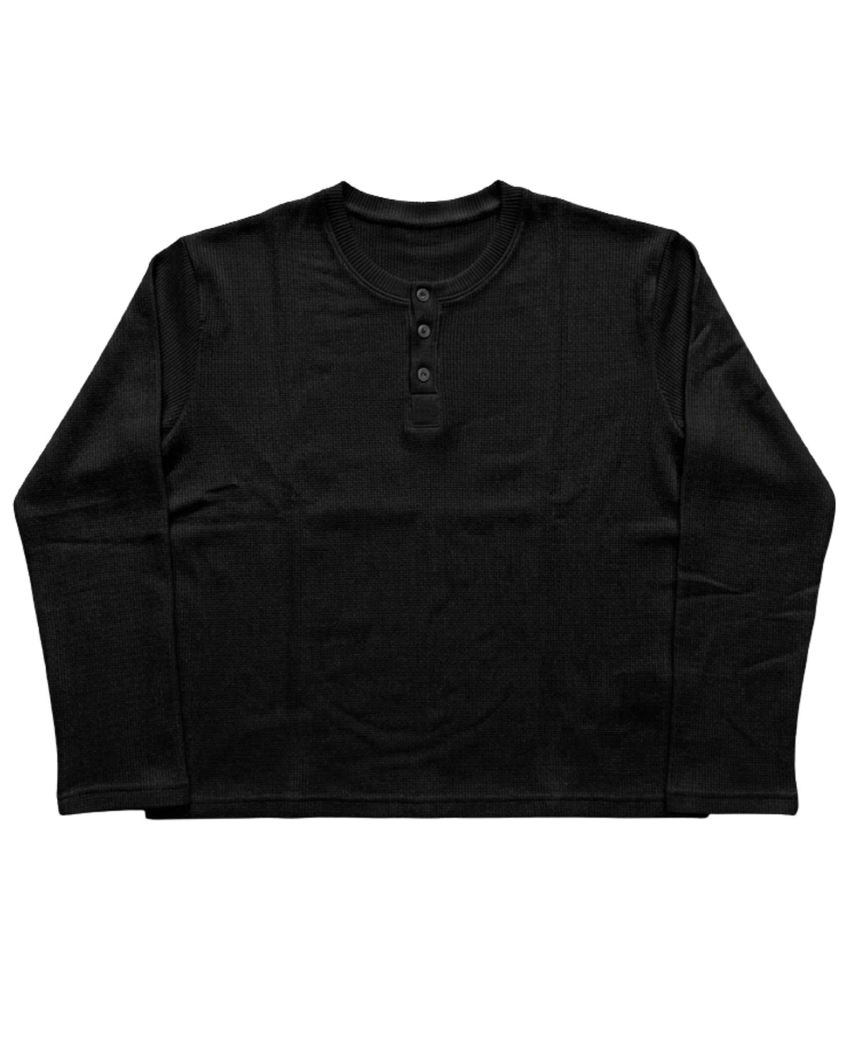 Black Henley waffle knit
