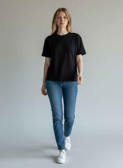 Black Waffle Boxy Fit