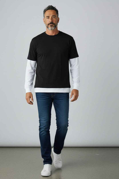 Black With White Sleeve Oversized Tee