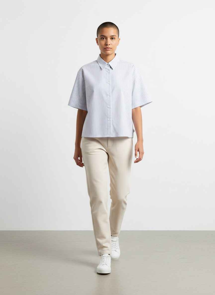 Blue Striped Oxford Boxy Shirt