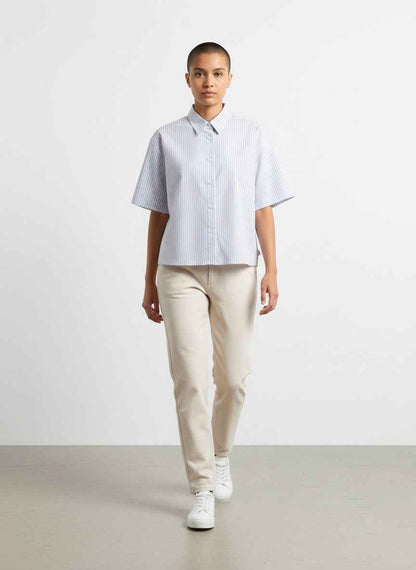 Blue Striped Oxford Boxy Shirt