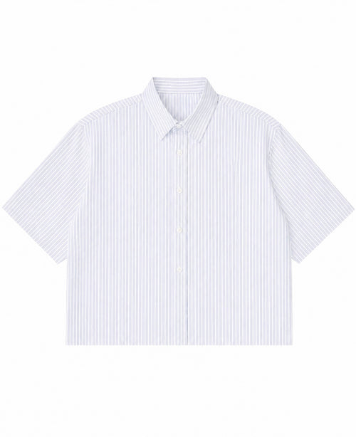 Blue Striped Oxford Boxy Shirt Front Design