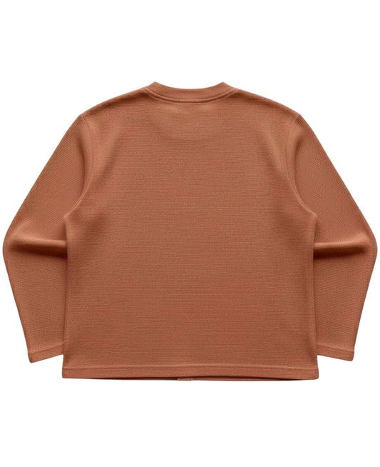 Brown Waffle Knit Oversized Full-sleeve