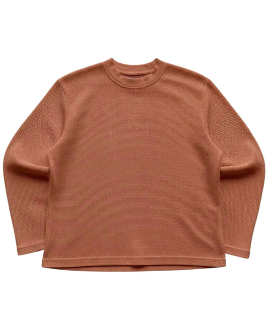 Brown Waffle Knit Oversized Full-sleeve