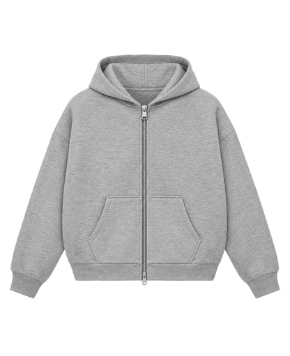 Grey Boxy Double Zipped Hoodie