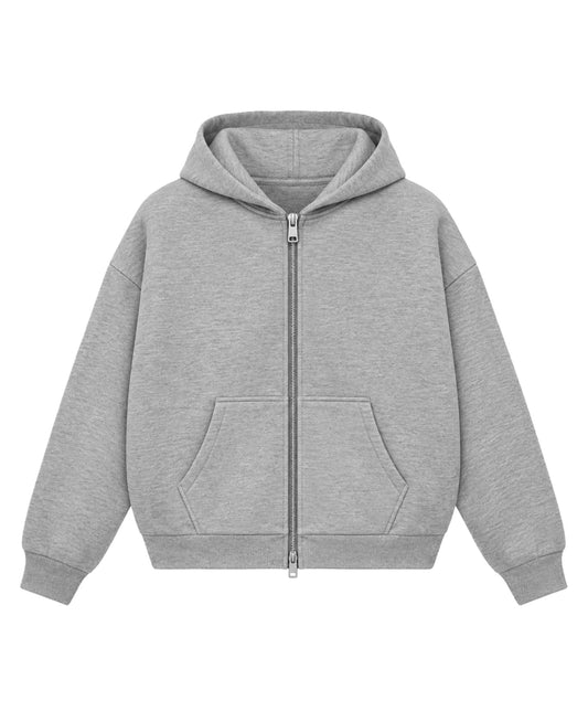Grey Boxy Double Zipped Hoodie