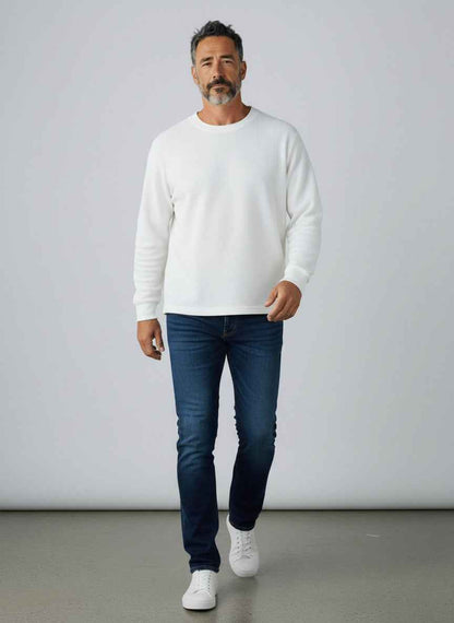 Off-White Waffle Knit Oversized Full-Sleeve