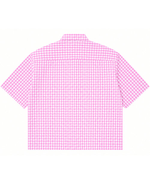 Pink Gingham Oxford Boxy Shirt Back Design
