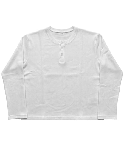 White Henley Waffle Knit