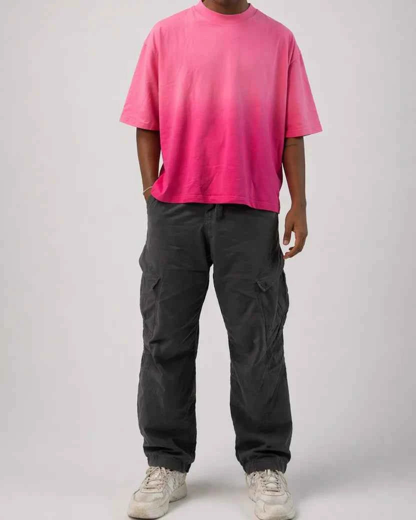 Pink Sunfade Ombré Wash Boxy Fit T-shirt